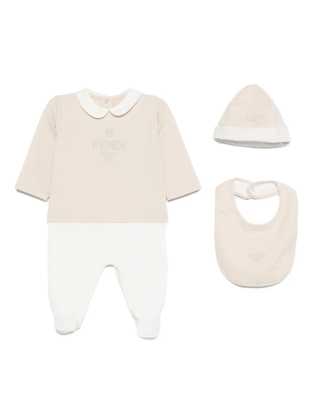Fendi Kids logo-embroidered babygrow set (three piece set) | ألوان محايدة | Image 1