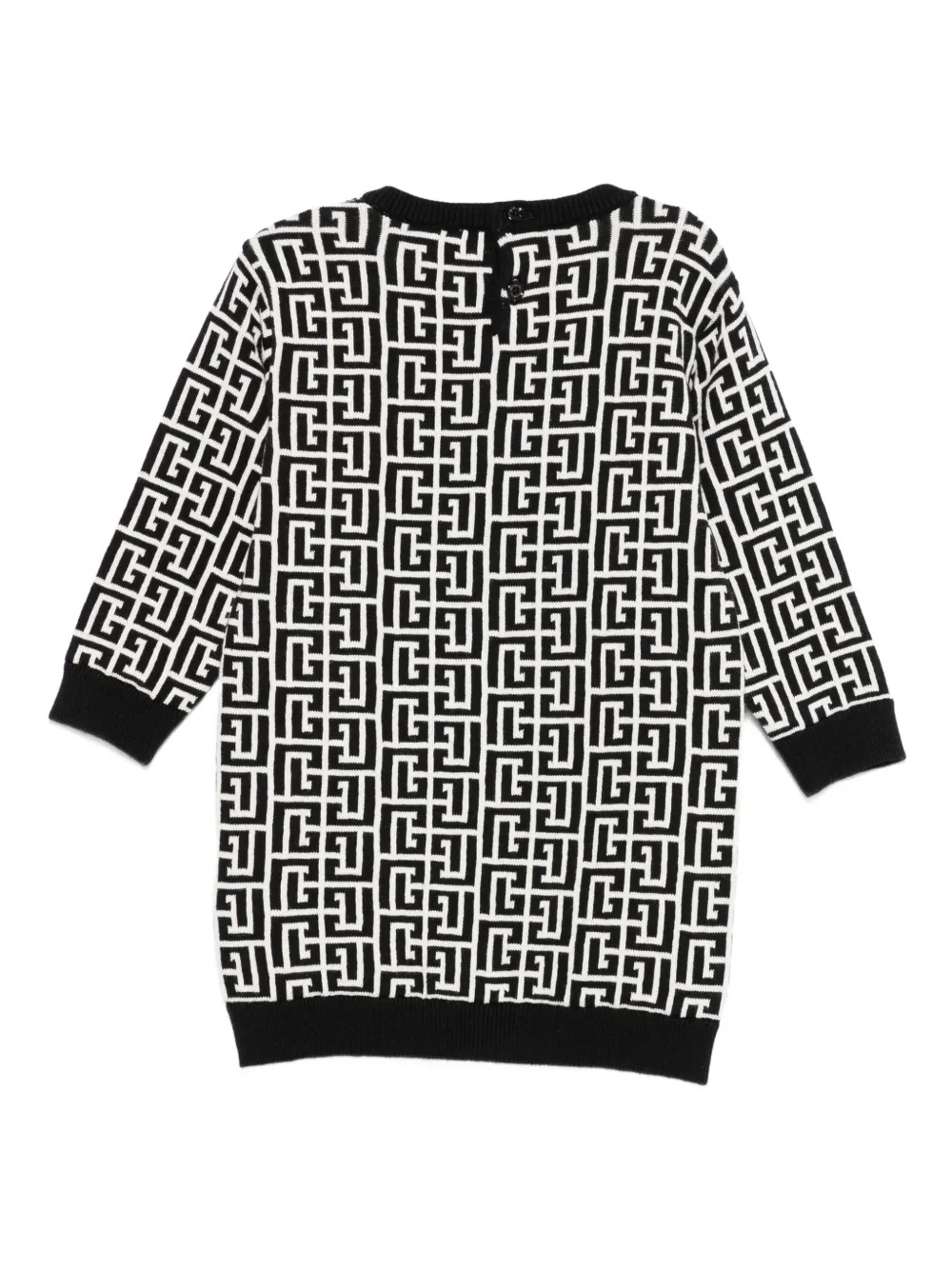 Balmain Kids monogram-pattern dress Zwart