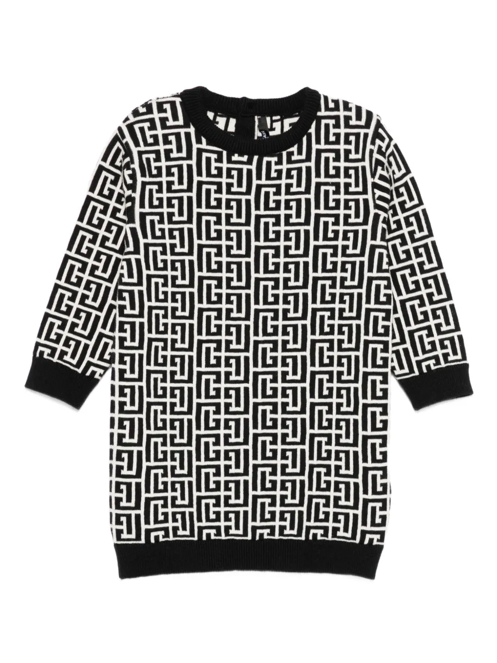 Balmain Kids monogram-pattern dress Zwart