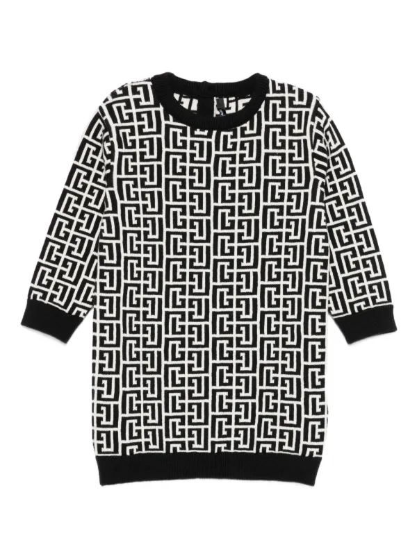 Balmain xs レディース　ワンピース　キッズ Balmain Kids モノグラム ワンピース | ブラック | FARFETCH JP