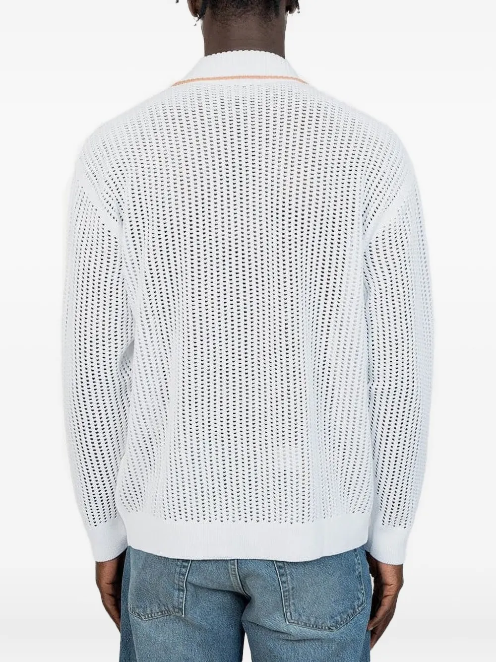 Lacoste Poloshirt met gestreepte schouders en lange mouwen Wit