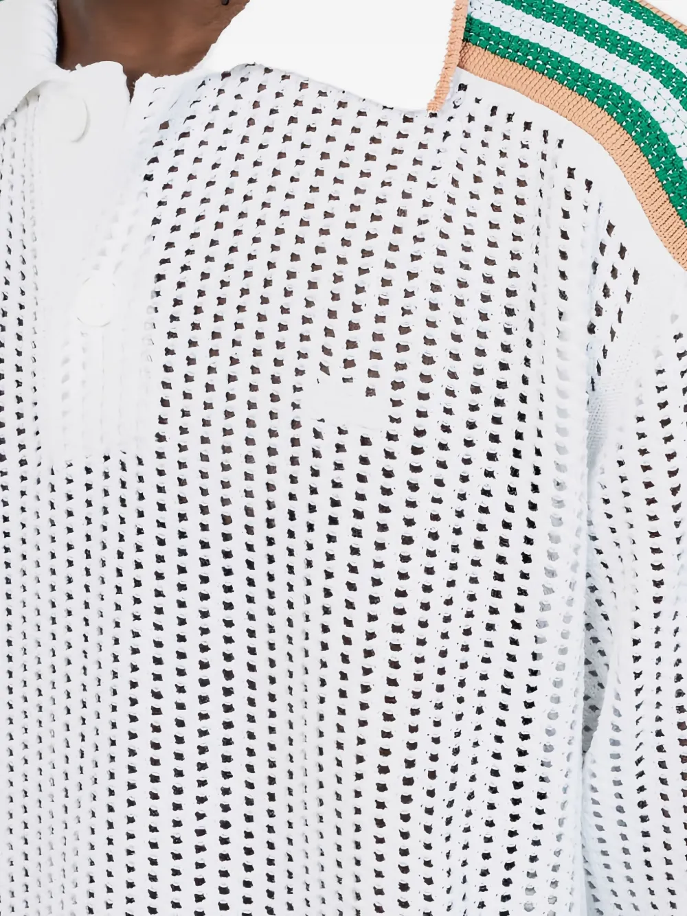 Lacoste Poloshirt met gestreepte schouders en lange mouwen Wit