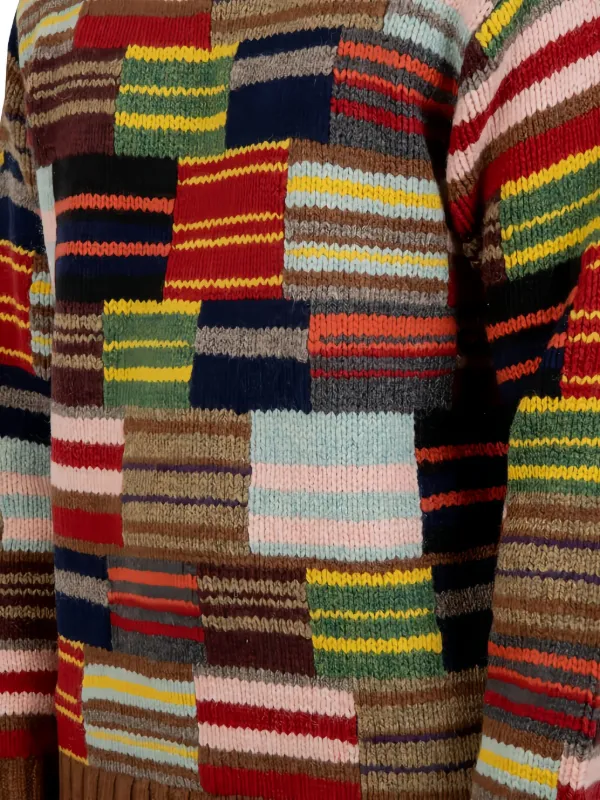 BEAMS PLUS Patchwork Crewneck Sweater | Black | FARFETCH