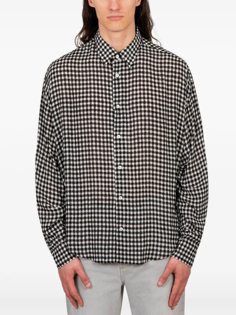 AMI Paris Overhemd met gingham ruit Zwart