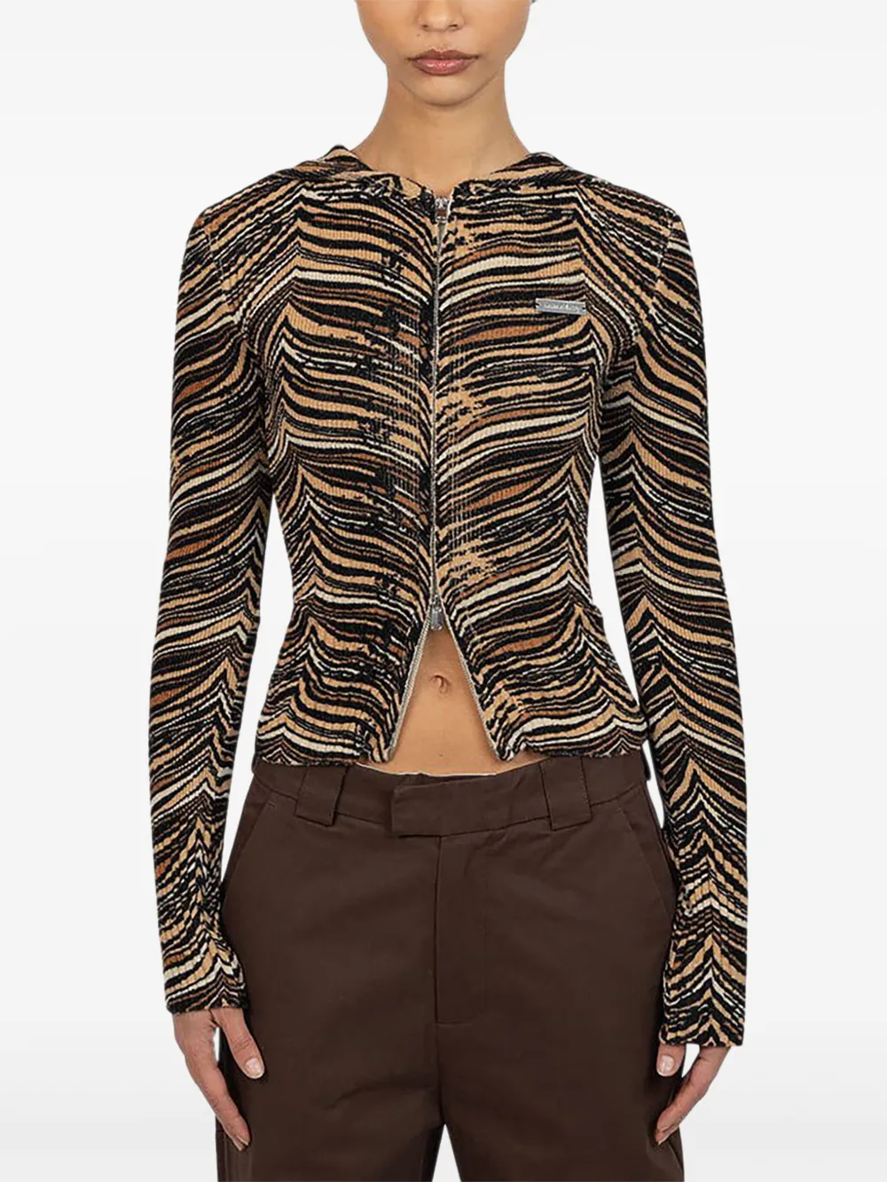 House of Sunny hooded zip-up knitwear | Brown | Image 1