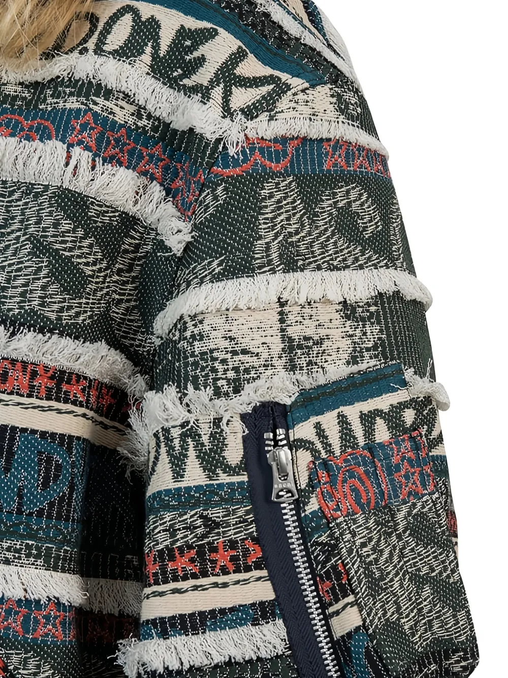 Sacai x Eric Haze jacquard-pattern Bomber Jacket | Blue | FARFETCH