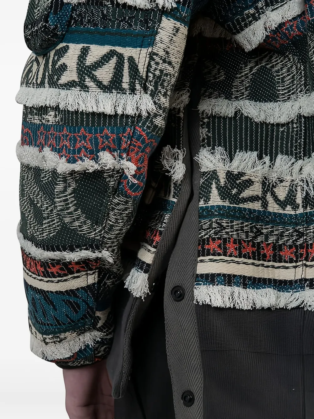 sacai x Eric Haze bomberjack met jacquard Blauw