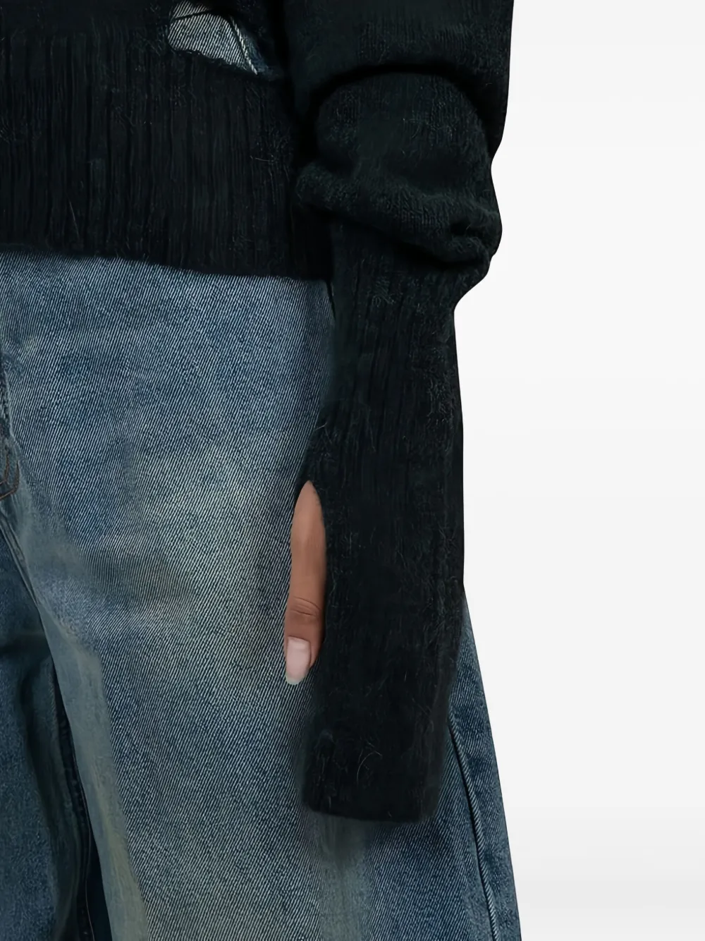 Jean Paul Gaultier High-neck Thumbhole Sweater In Black