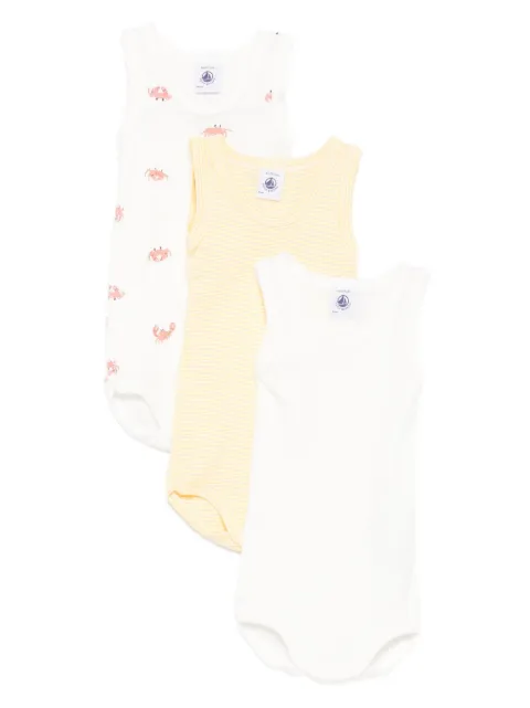 Petit Bateau printed cotton bodies (pack of three)