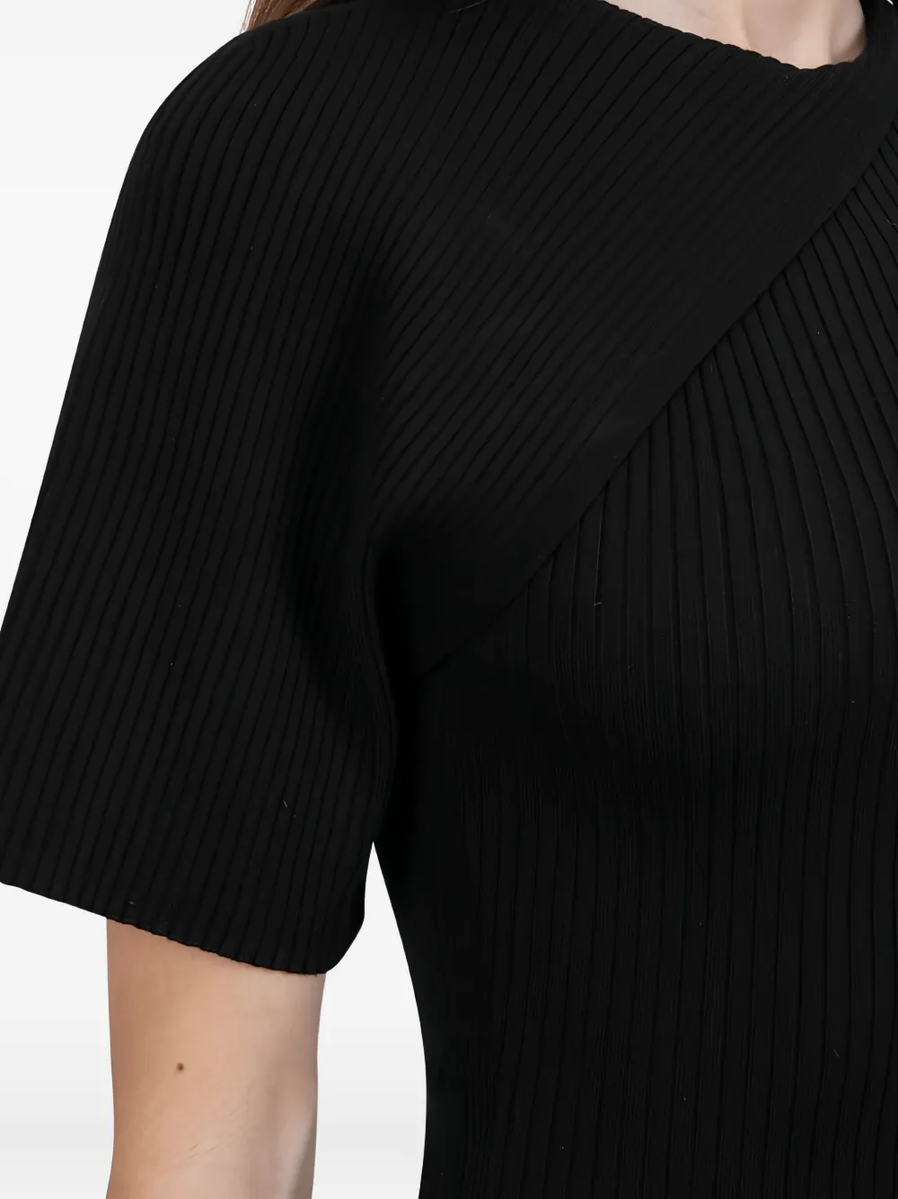 Courrèges asymmetric ribbed knit mini dress Zwart