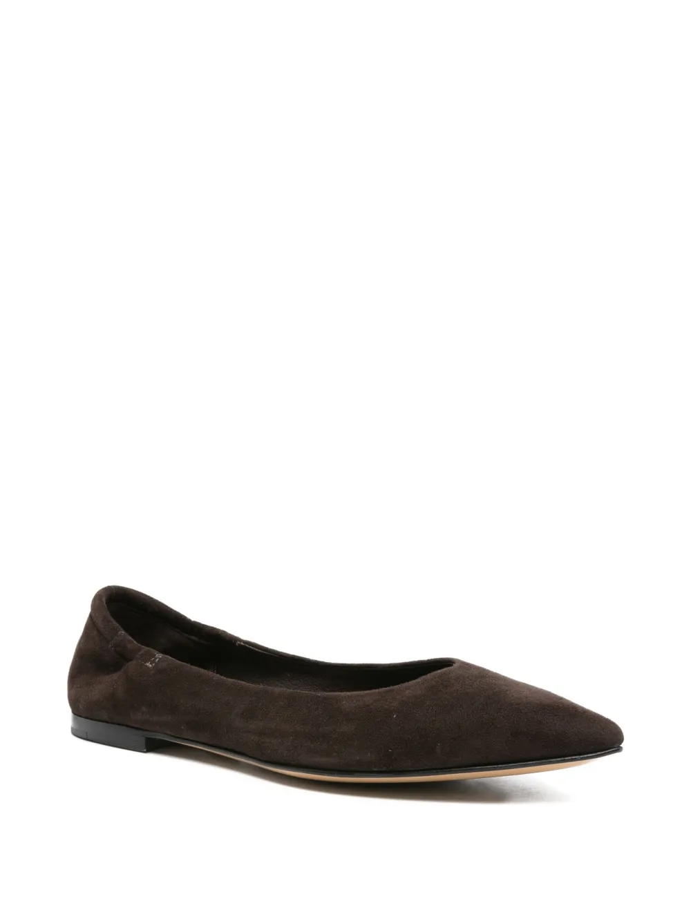 Pomme D'or Pointed-toe Suede Ballet Flats In Brown