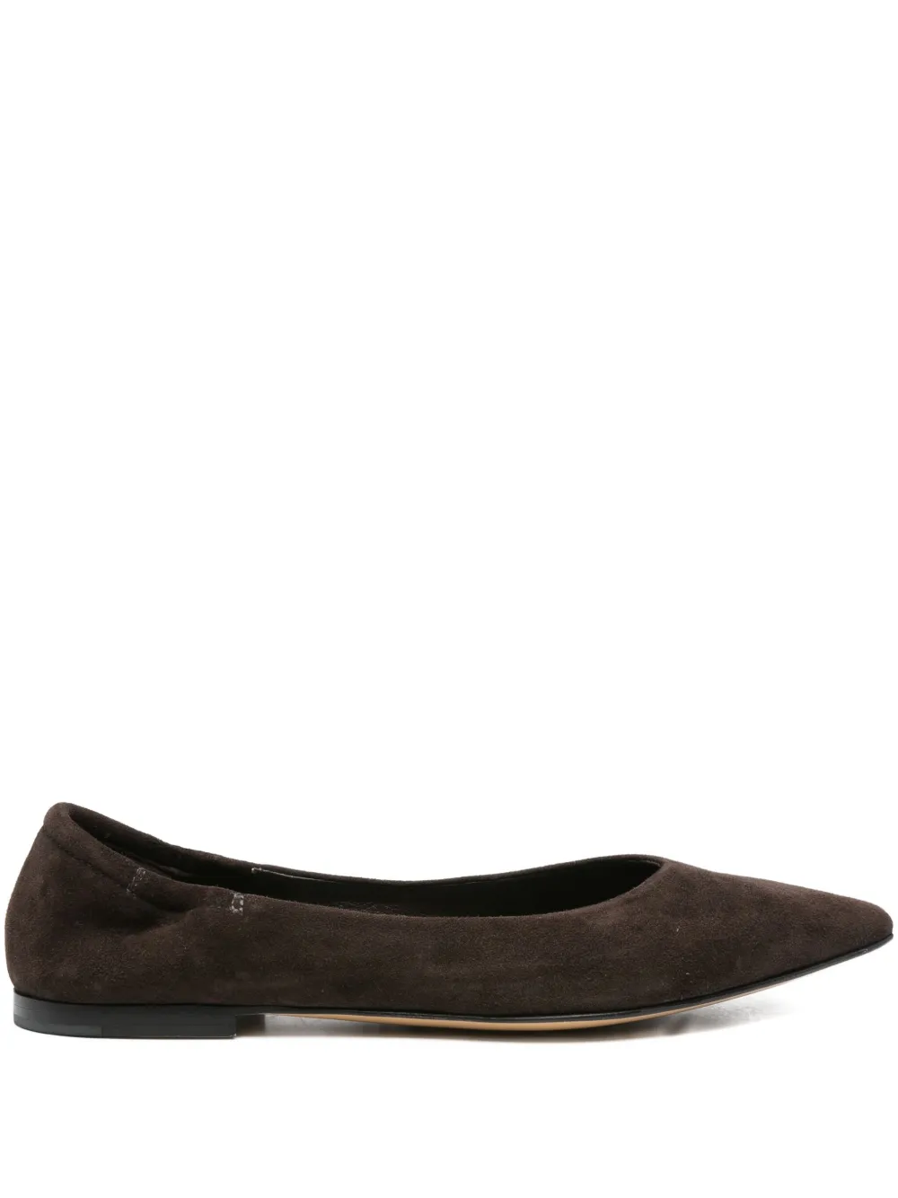 Pomme D'or Pointed-toe Suede Ballet Flats In Brown