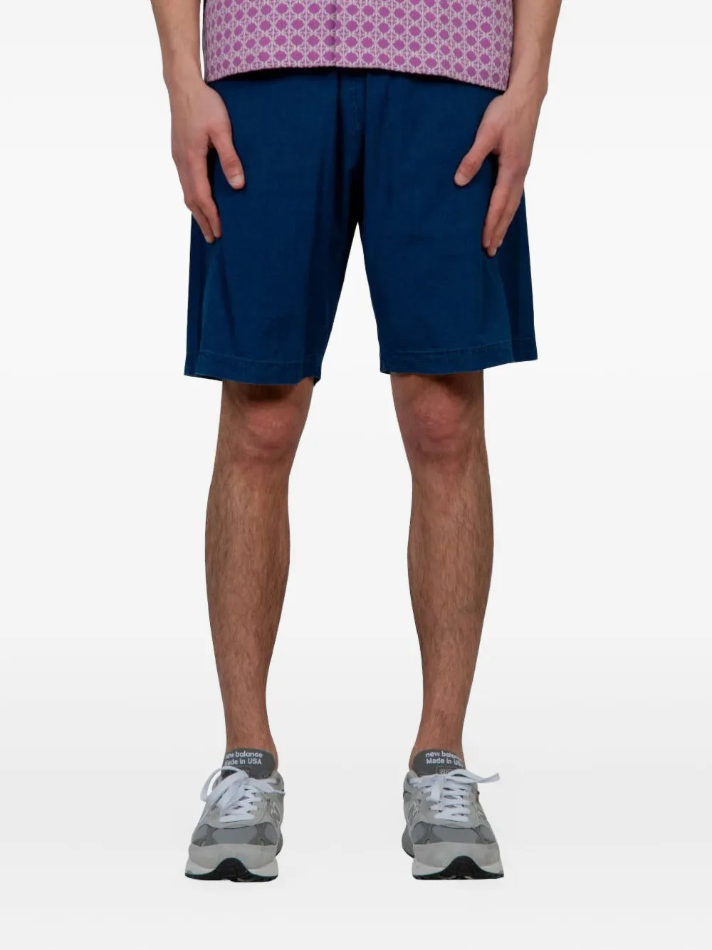 Universal Works Shorts met gewassen-effect BLUE