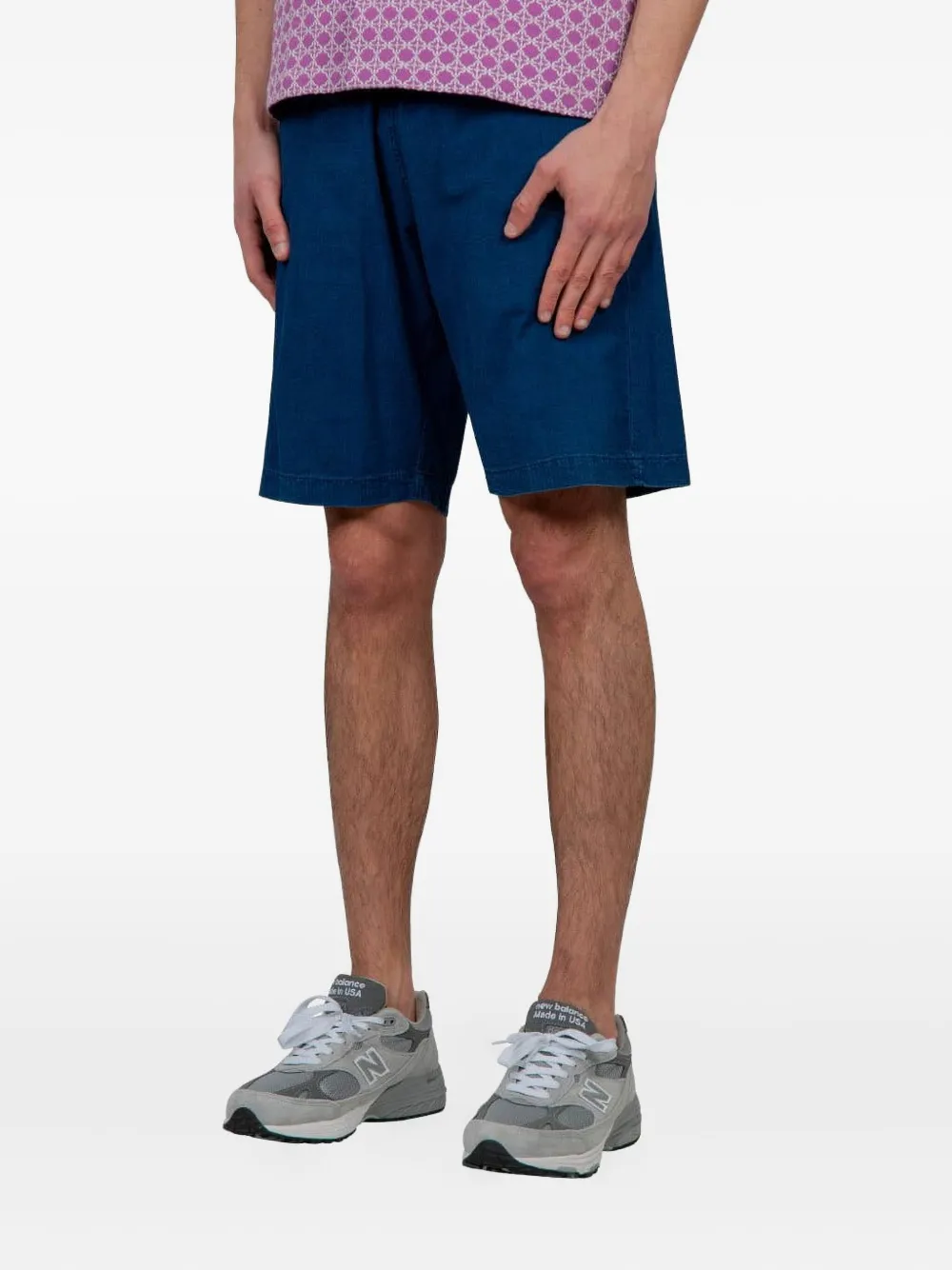 Universal Works Shorts met gewassen-effect BLUE