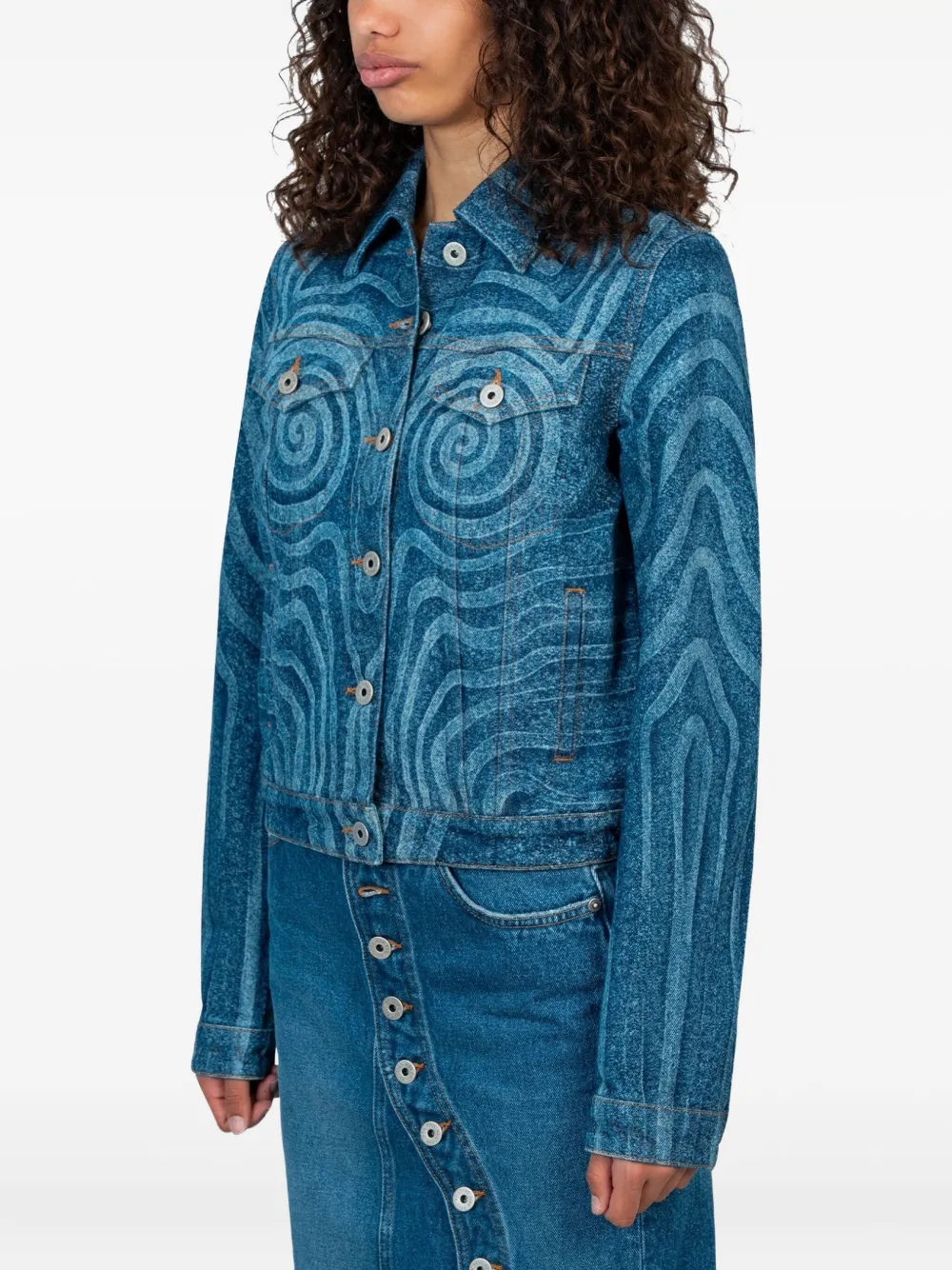 Jean Paul Gaultier Jeansjacke Mit Wirbelmuster In Blue
