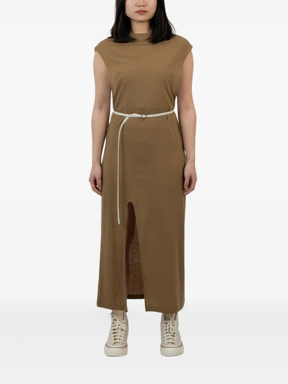 split-hem sleeveless dress