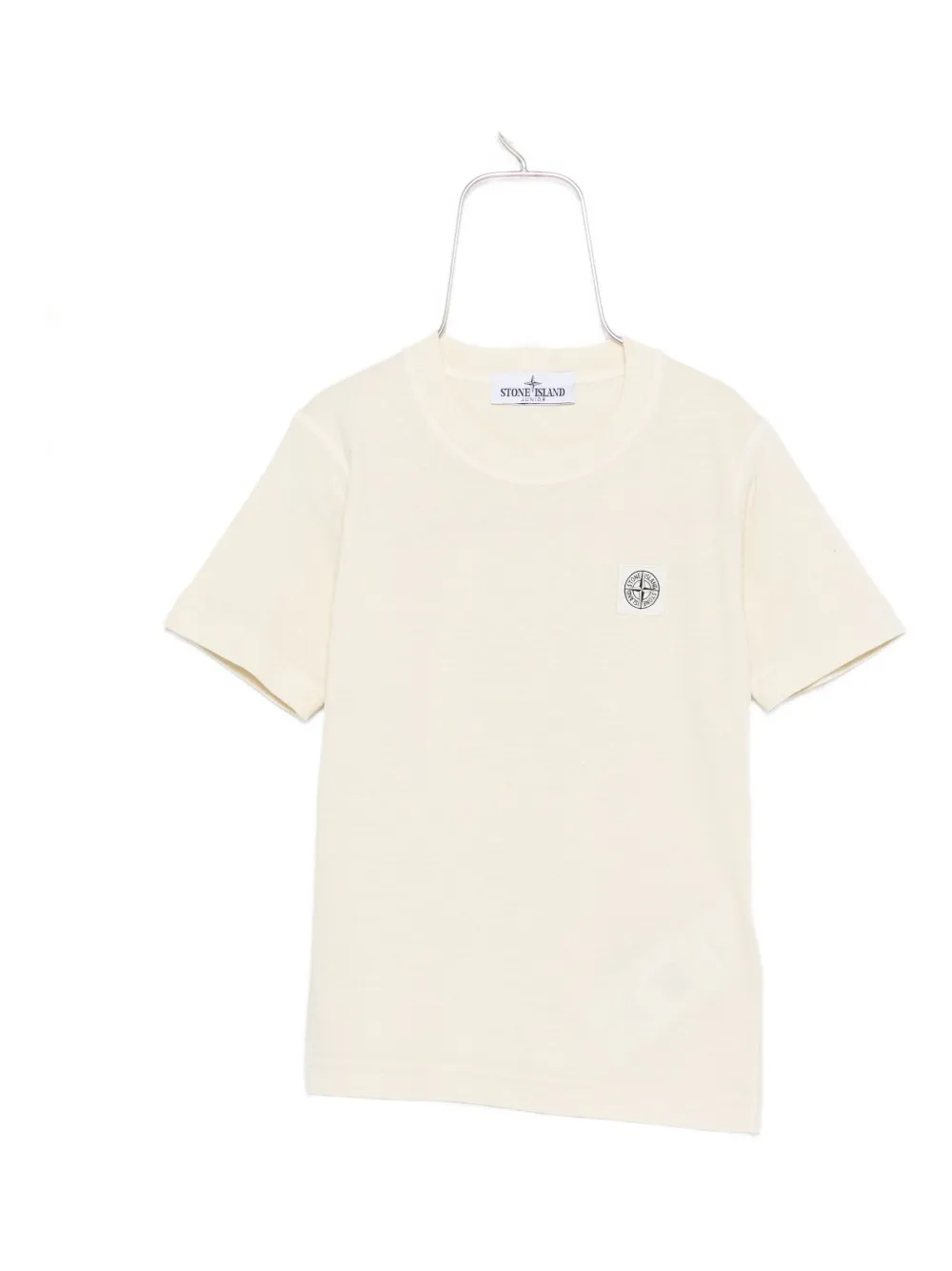 Stone Island Junior logo-patch cotton T-shirt Beige