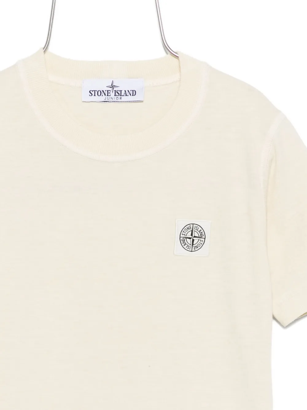 Stone Island Junior logo-patch cotton T-shirt Beige