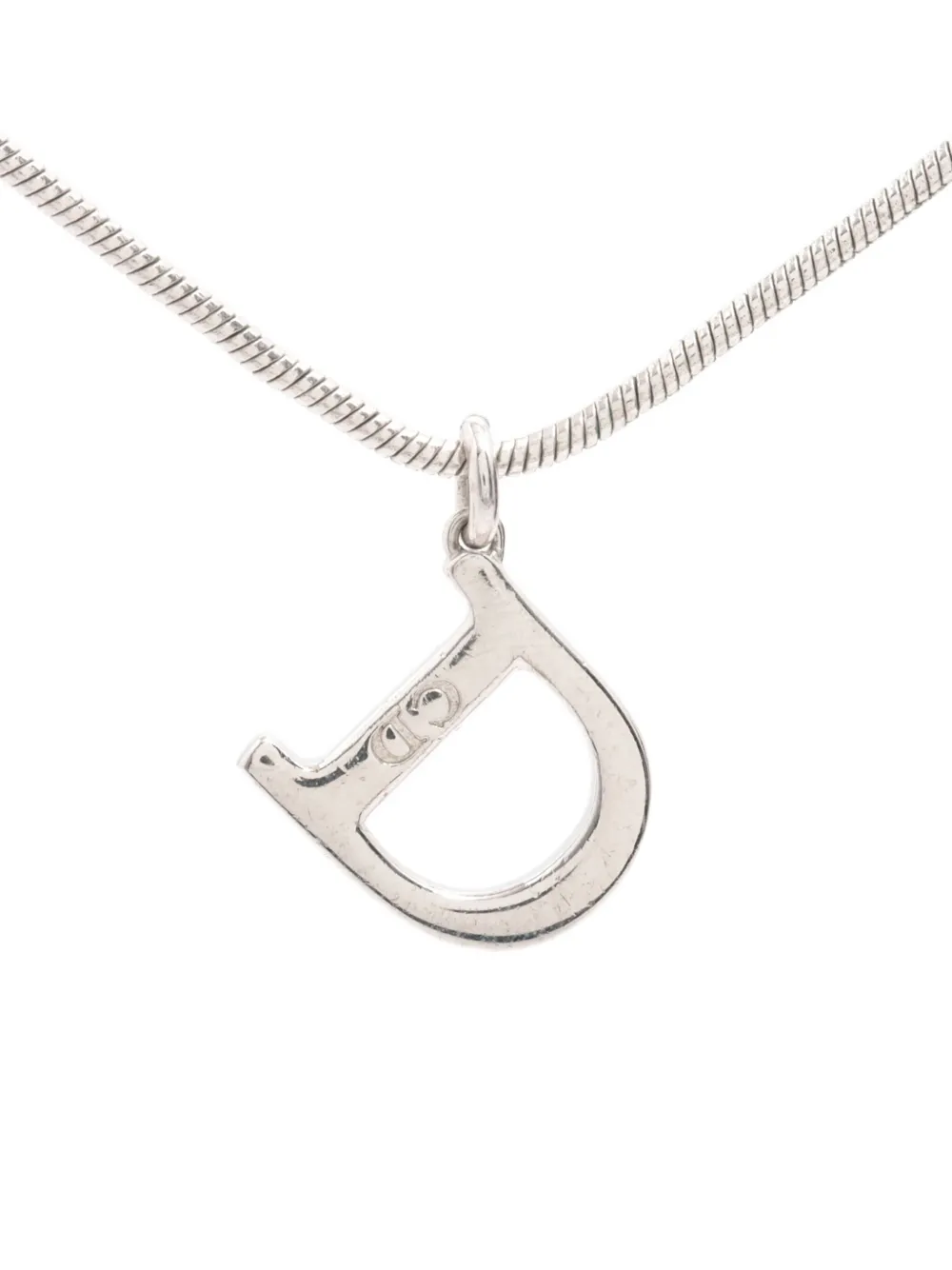 Christian Dior Pre-Owned D logo necklace - Argento