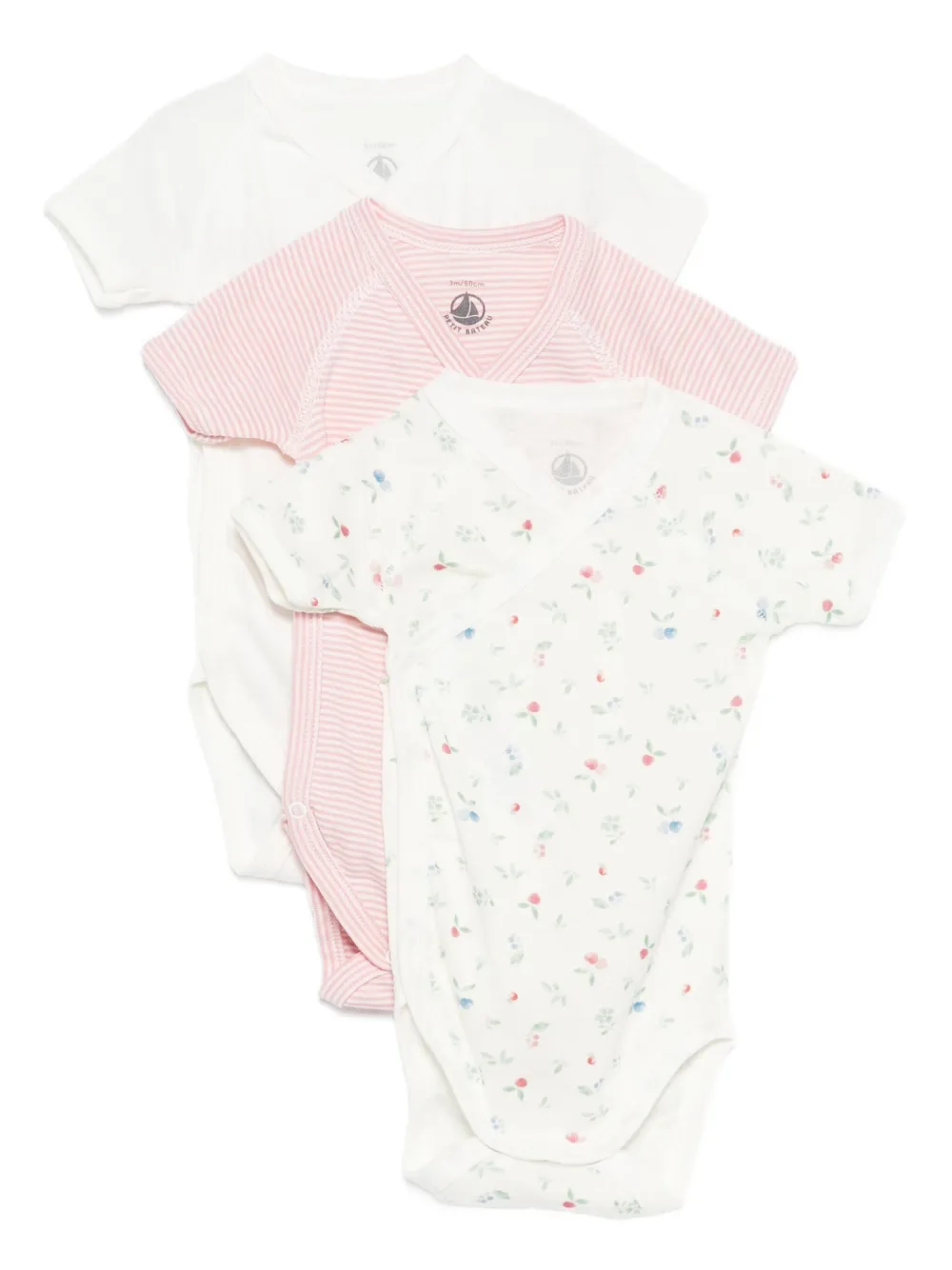 Petit Bateau printed bodysuits (pack of three) Wit