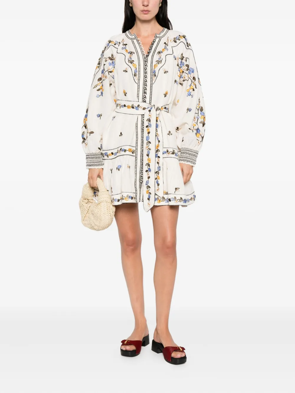 SCARLETT POPPIES Fiucci embroidered belted mini dress | Day Dresses | Image 2