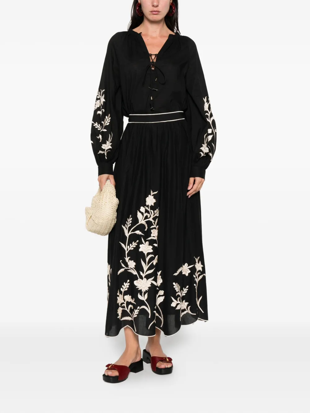SCARLETT POPPIES Marbella lace-up embroidered blouse | Blouses | Image 2
