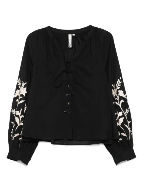 SCARLETT POPPIES Marbella lace-up embroidered blouse