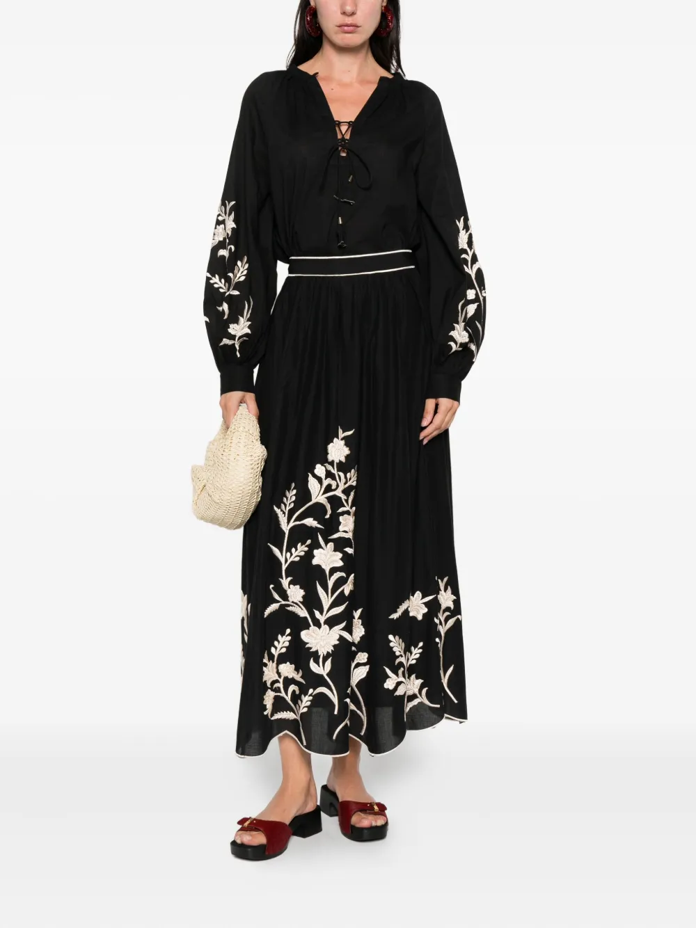 SCARLETT POPPIES Estepona floral-embroidered midi skirt | A-Line Skirts | Image 2