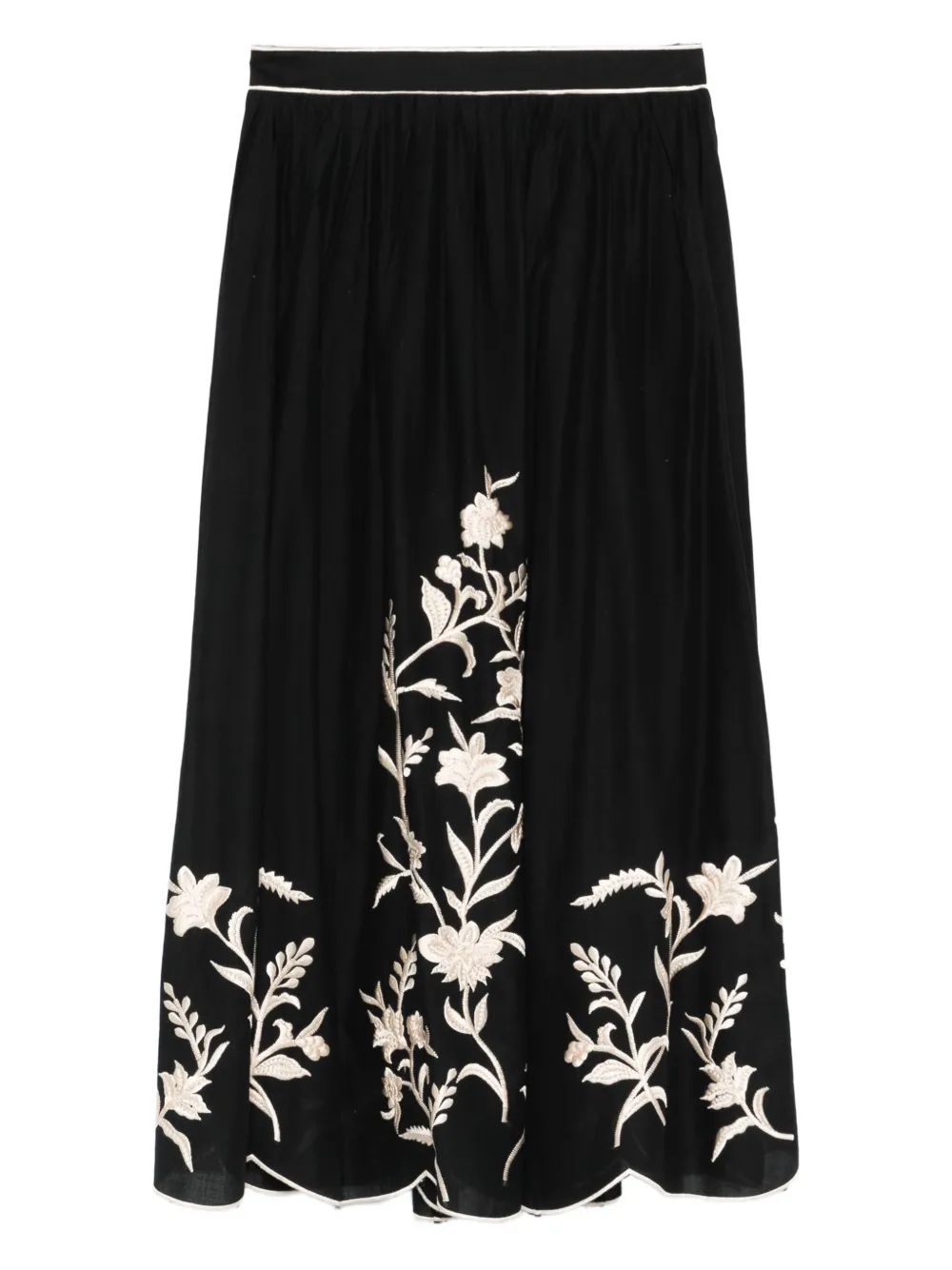 SCARLETT POPPIES Estepona floral-embroidered midi skirt | Black | Image 1