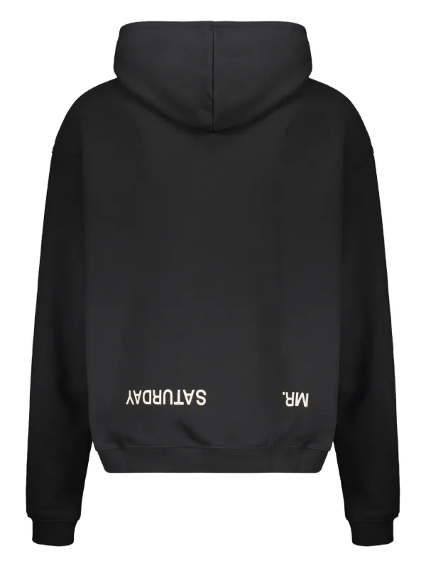 MR. SATURDAY Good Luck logo-print kangaroo-pocket Hoodie | Black
