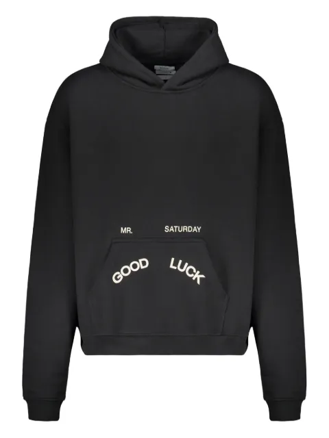 MR. SATURDAY Good Luck logo-print kangaroo-pocket hoodie