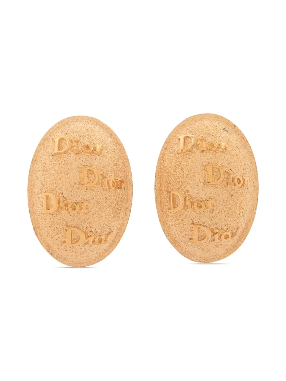 Christian Dior Pre-Owned オーバルロゴ ピアス - ゴールドトーン Christian Dior Pre-Owned オーバルロゴ ピアス - ゴールドトーン