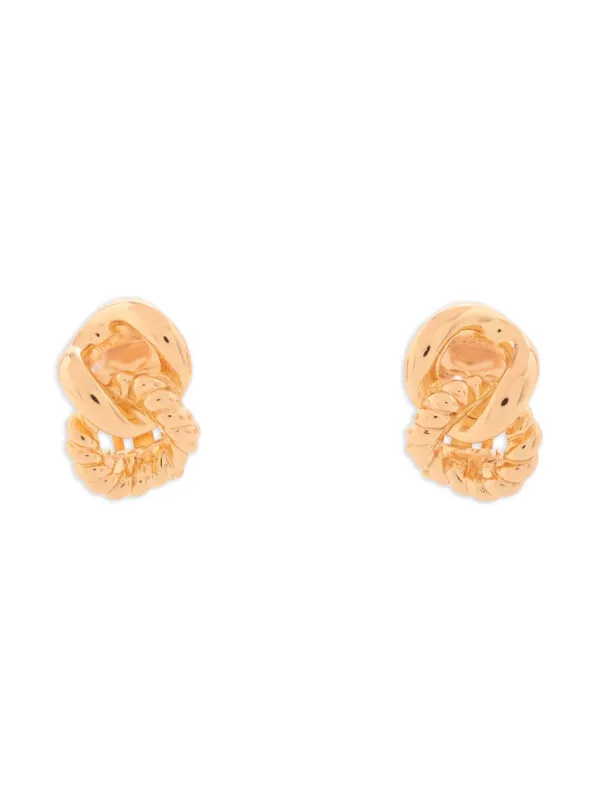 Christian Dior Pre-Owned knot-detail Earrings Gold FARFETCH ID