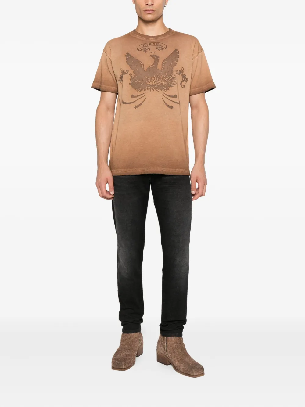 Diesel T-shirt met grafische print Bruin