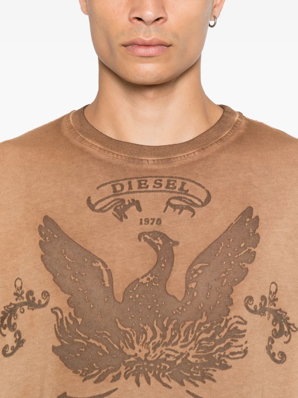 Diesel T-shirt met grafische print Bruin