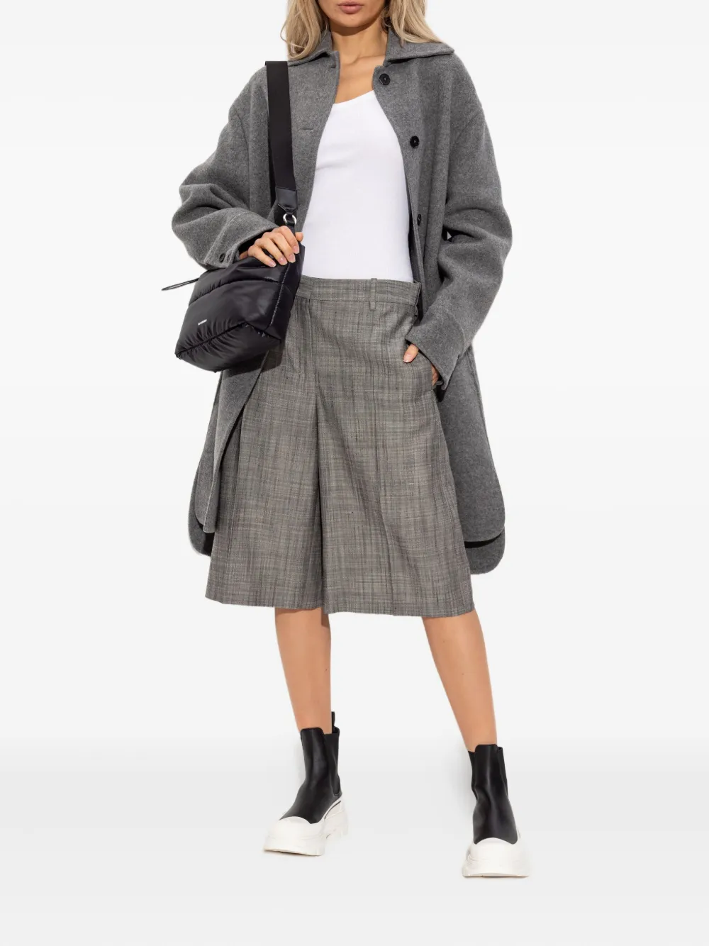 Jil Sander pleated silk shorts Grijs