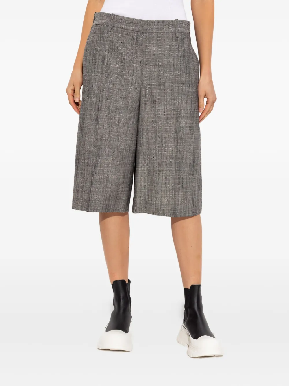 Jil Sander pleated silk shorts Grijs