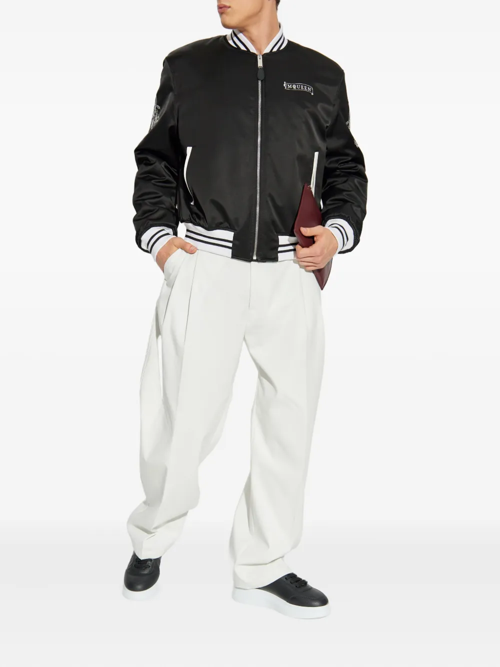 Alexander McQueen rose-embroidery satin bomber jacket | Bomber Jackets | Image 2