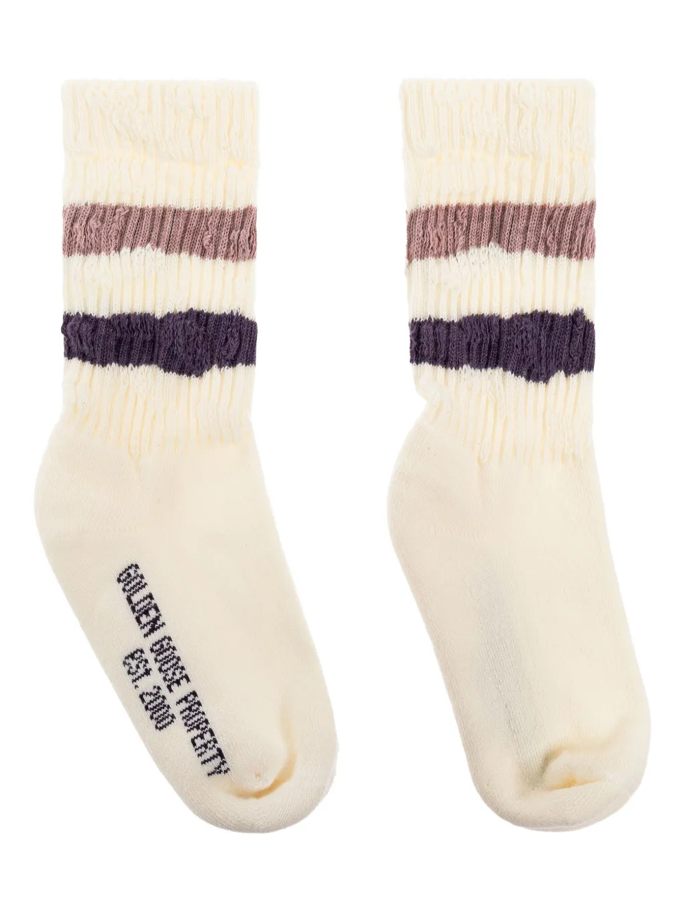 Golden Goose Kids striped socks Beige