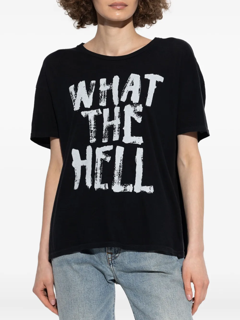 R13 printed cotton T-shirt Zwart