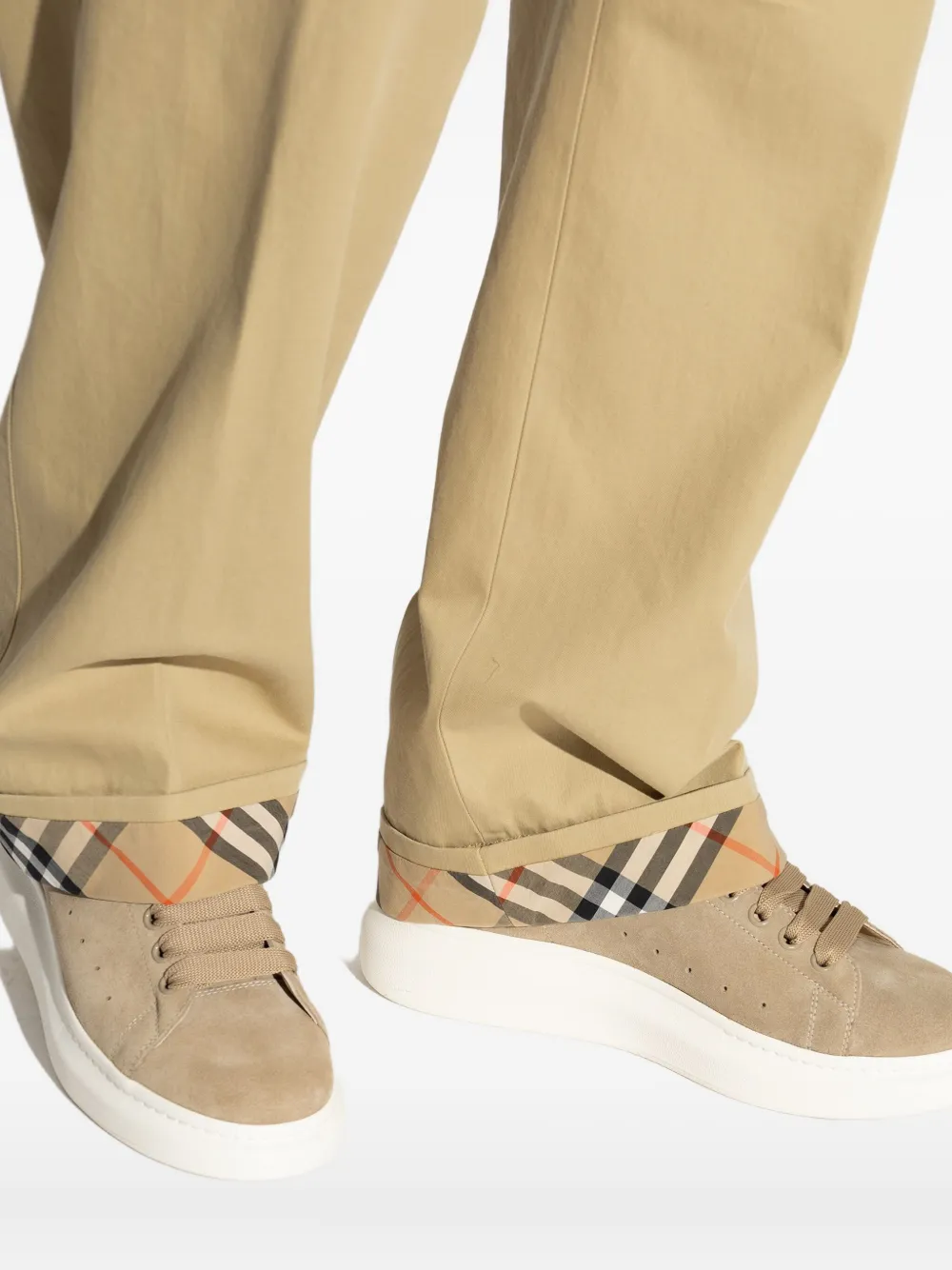 Alexander McQueen suede snake-detail trainers Beige