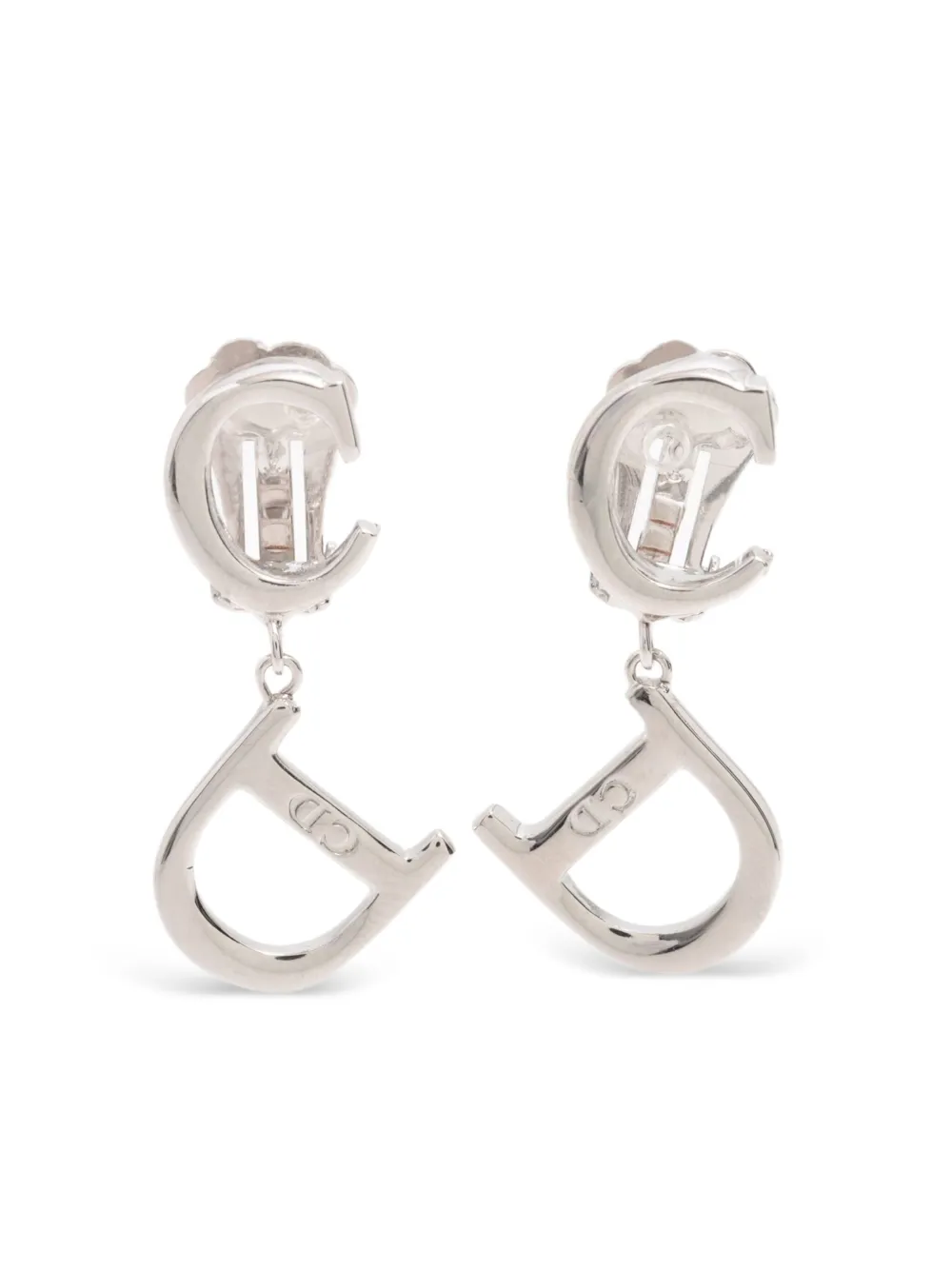 Christian Dior Pre-Owned CDロゴ ドロップピアス - シルバートーン Christian Dior Pre-Owned CDロゴ ドロップピアス - シルバートーン