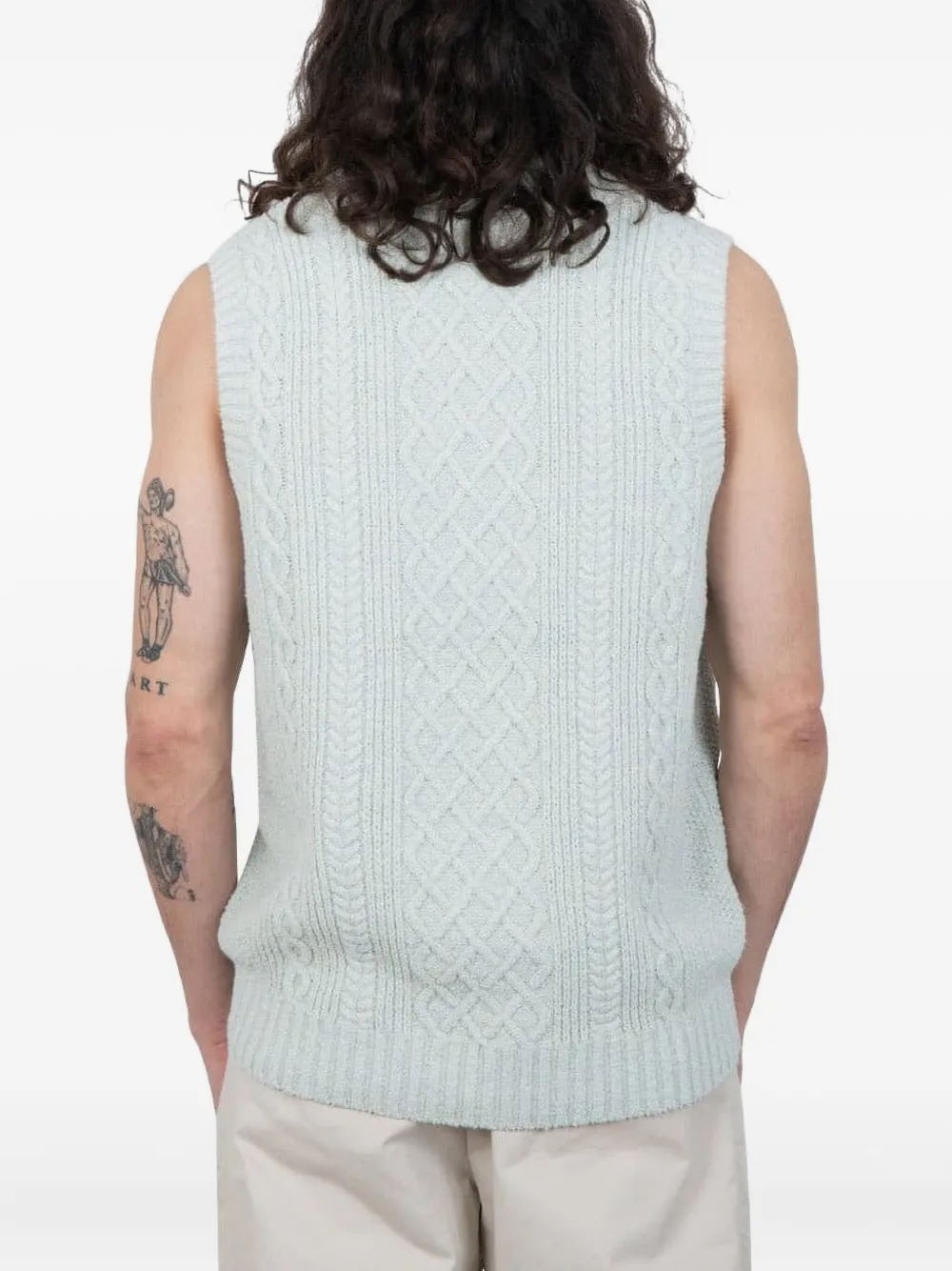 AMI Paris cable-knit V-neck sweater vest Blauw