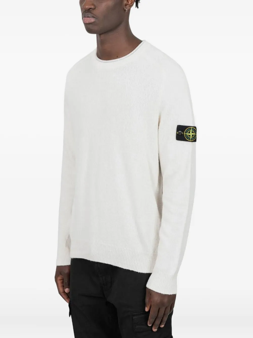 Stone Island Trui met Compass-logopatch en gaas-effect - Wit