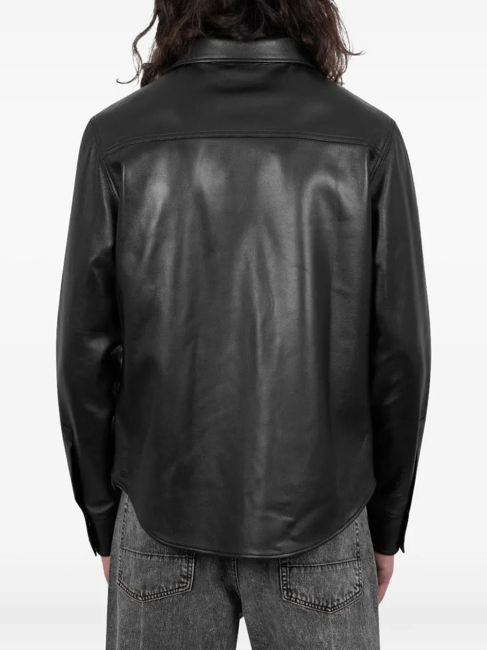 Courrèges Leren overhemd Zwart