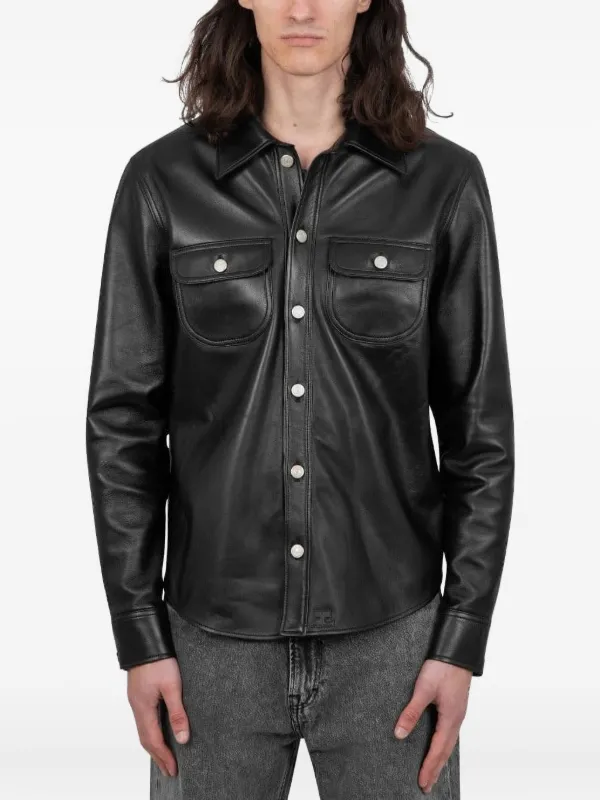 Courrèges Leather Shirt | Black | FARFETCH CA