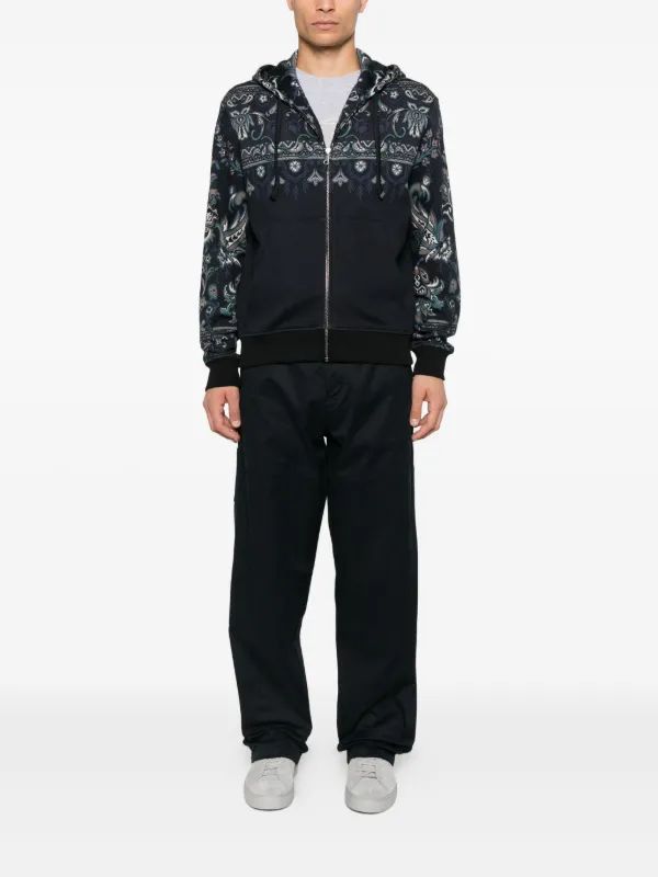 【gitalps】 ETRO エトロ ジップパーカー 転写プリント ETRO ペイズリー ジップアップ パーカー | ブルー | FARFETCH JP