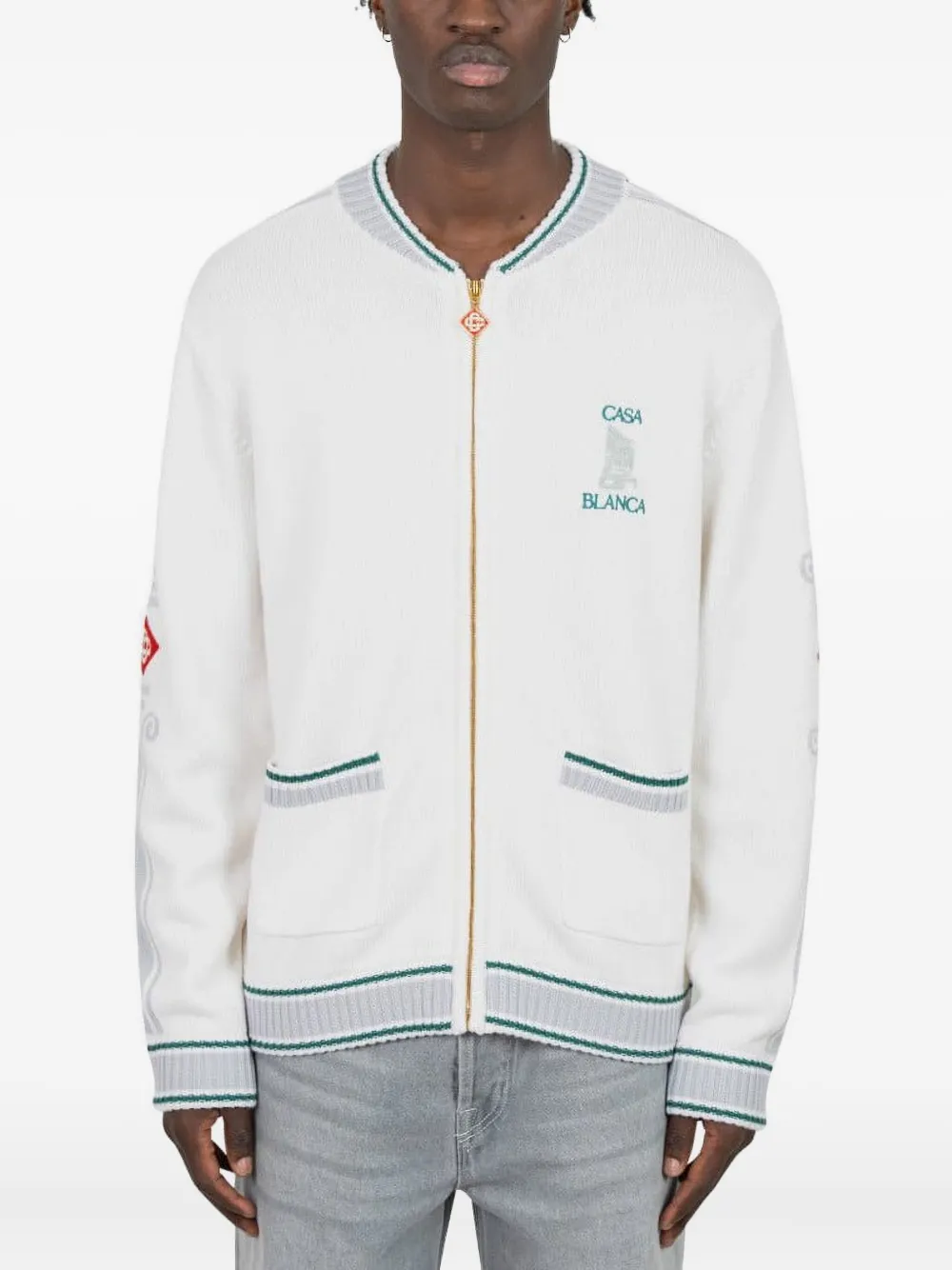 Casablanca Vest met rits en logo-jacquard Wit