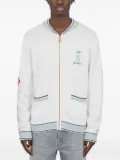 Casablanca logo-jacquard zip-up cardigan - White