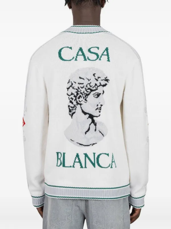 Casablanca logo-jacquard zip-up Cardigan | White | FARFETCH AZ